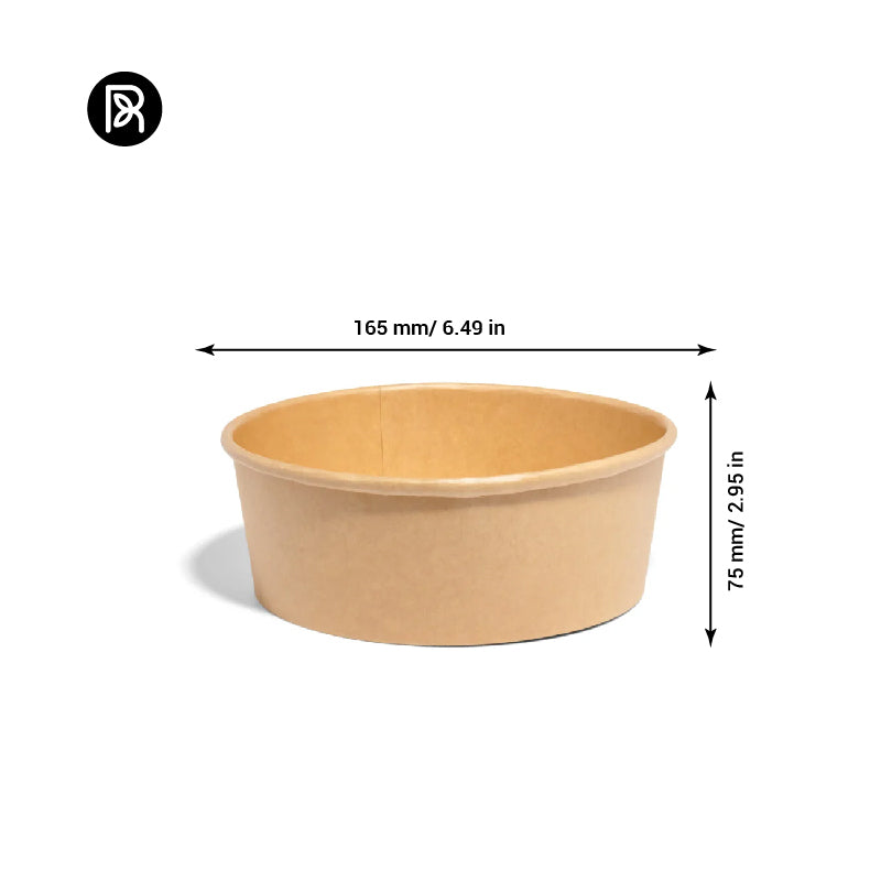 Eco friendly kraft round bowls 1300ml Ø165mm compostable