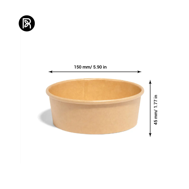 500ml Kraft Paper Round Bowl – Ø150mm | 600 Pieces