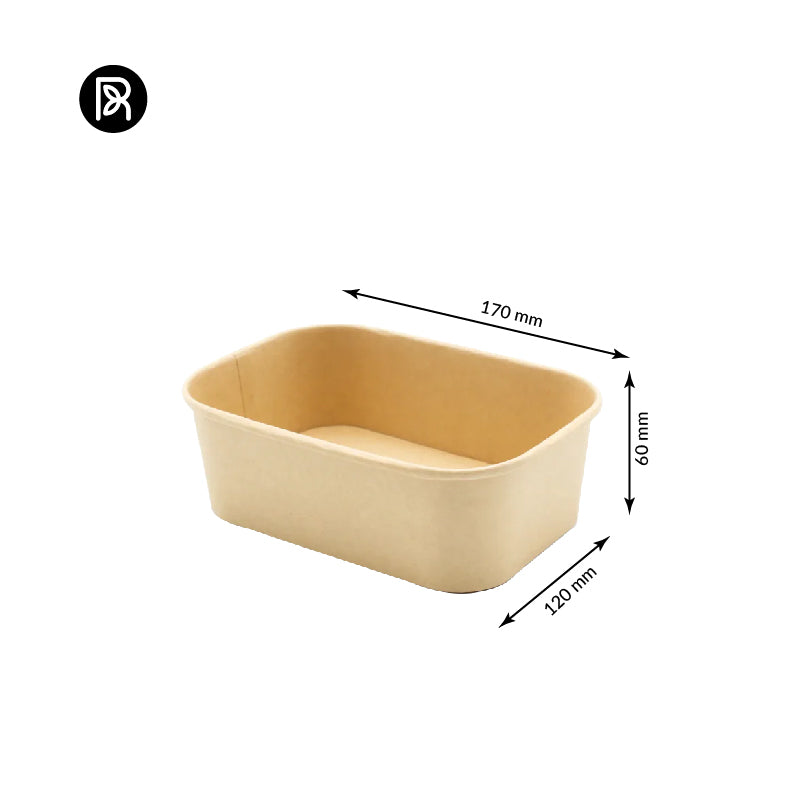 650ml Kraft Rectangular Bowls — 600 Qty