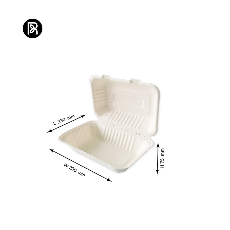 HB10 Biodegradable Takeaway Box (9x6 inch), 200 Pieces