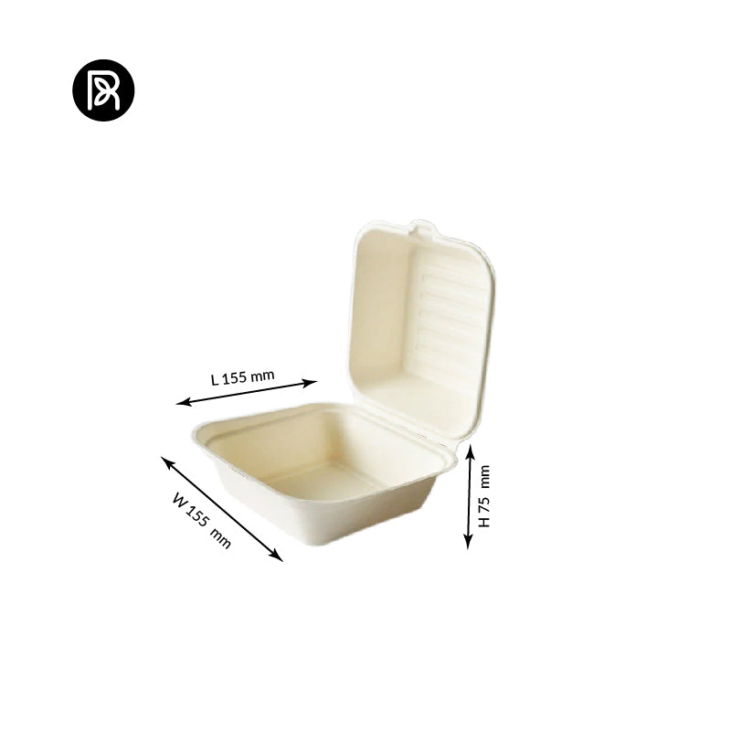 HB6 Biodegradable American Burger Box (6 inch), 200 Pieces