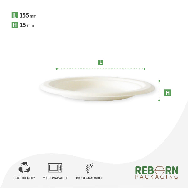 6in Round Plate, Bagasse, Small size