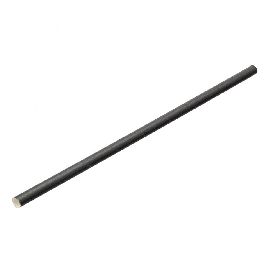 Plain Black Paper Straws | ⌀ 6mm x 200mm — 250 Qty